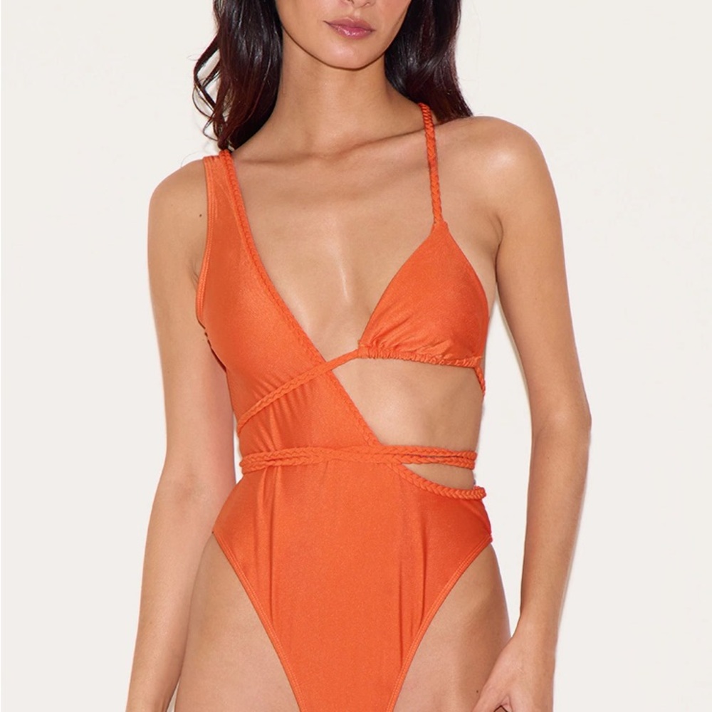 PrettyLittleThing Bright Orange One Piece Swimsuit